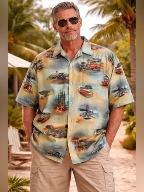 High Seas Trading Co Hawaiian Shirt XXXL USA VW Bus Retro Beach Camp Aloha W